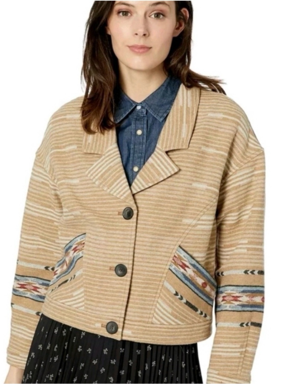 Pendleton Reata cropped southwestern jacquard wool jacket